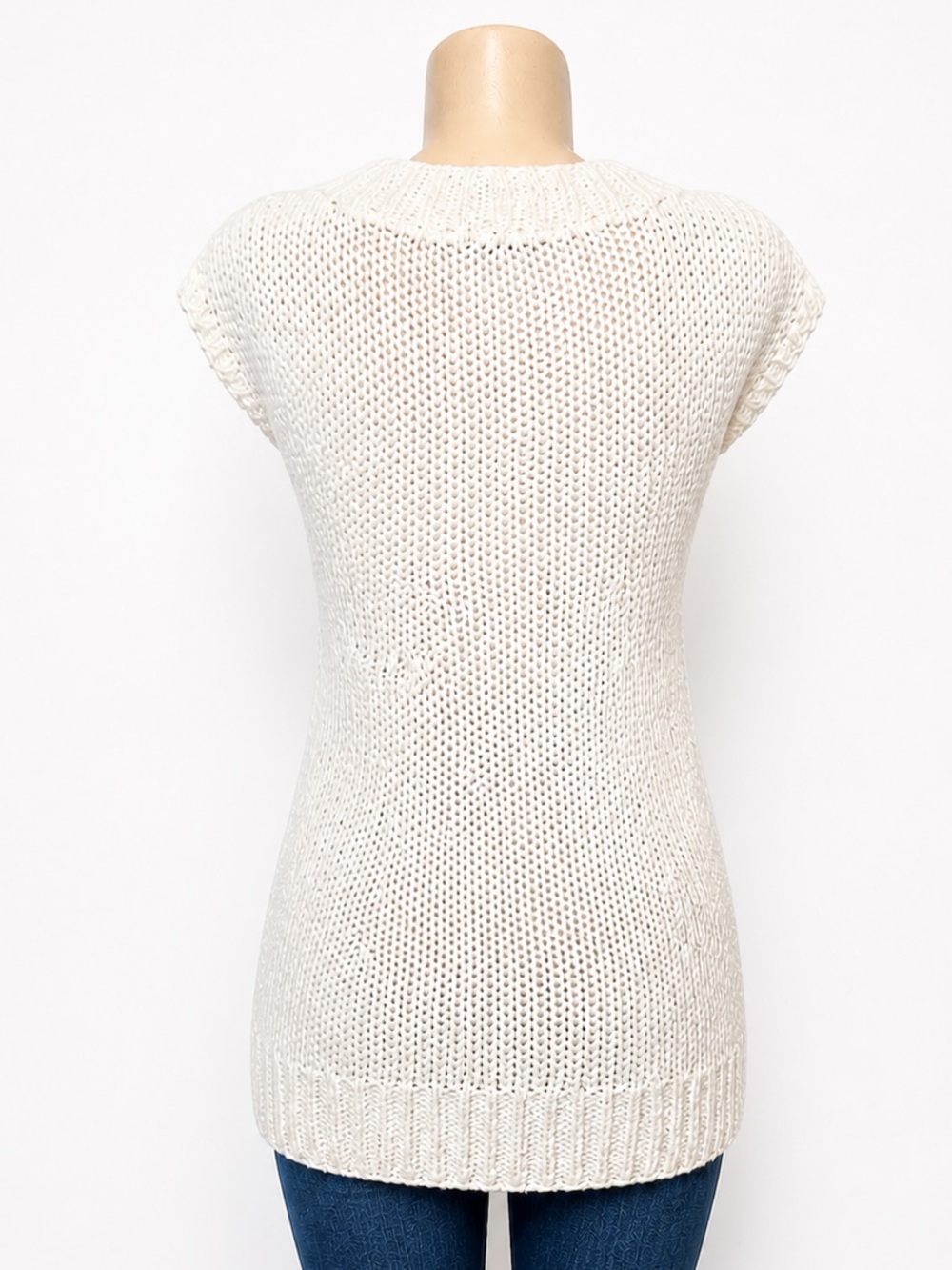 XXI Cream Cable Knit Sleeveless Sweater Tunic Size Small - Picture 4 of 5